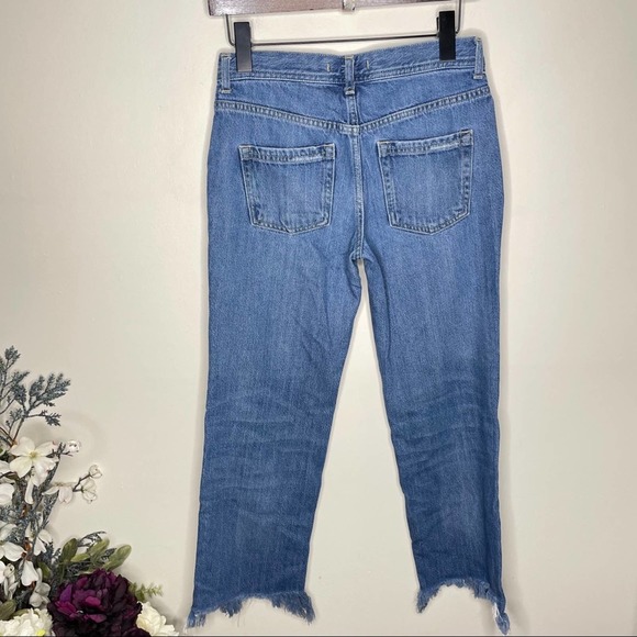 FREE PEOPLE Maggie Straight Crop Jeans Chewed Hem Distressed {A39} - Picture 3 of 6